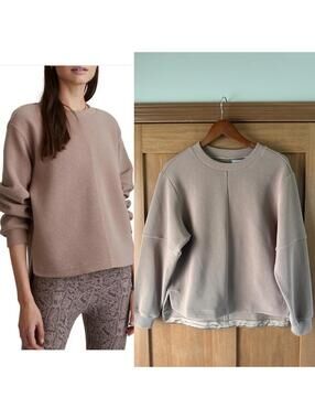 VARLEY Vanetta Ribbed Crewneck Keyhole Back Sweatshirt in Portabella Women’s XS